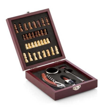 SET ACCESORIOS VINO ACERO-INOXIDABLE-Y-MADERA MARRON V0100602
