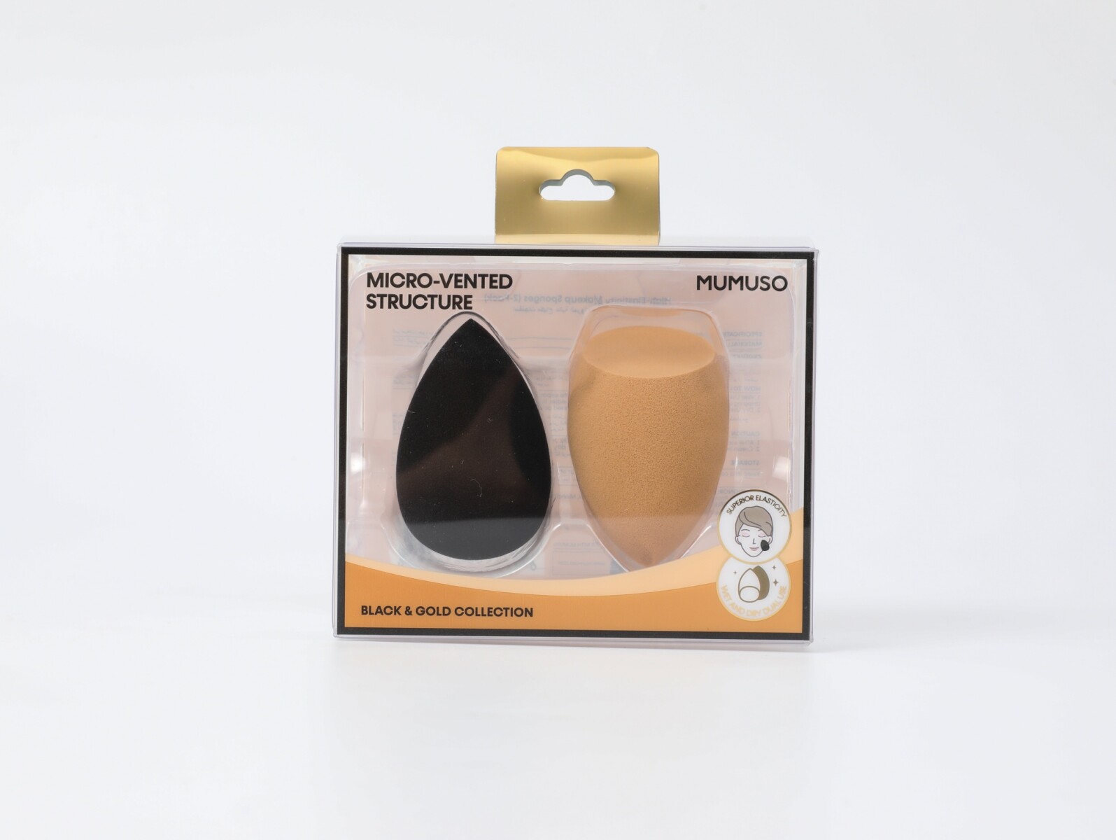 ESPONJAS DE MAQUILLAJE DE ALTA ELASTICIDAD COLECCIÓN DORADA (PACK X2) 