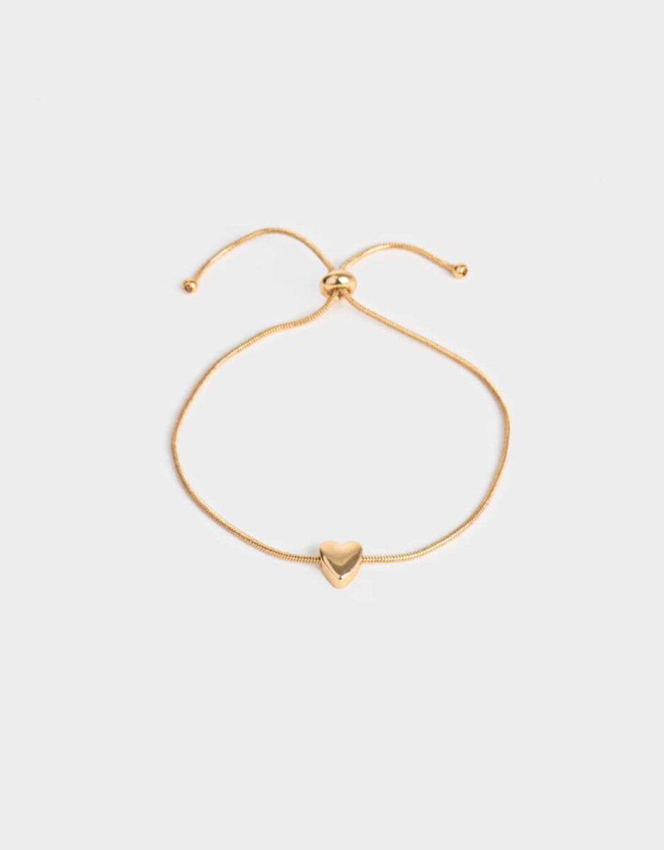 Pulsera Con Corazón Bañada En Oro - Dorado 