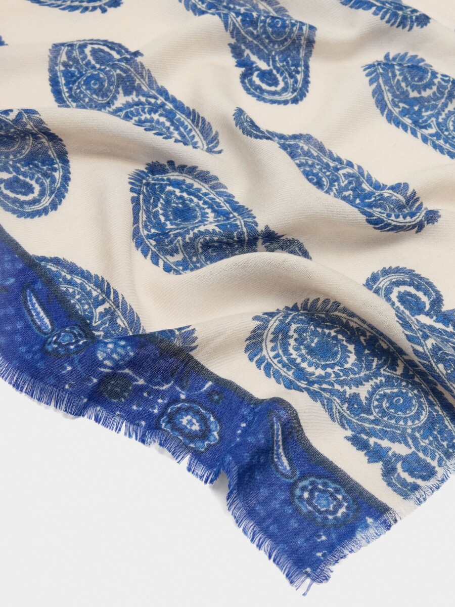 Pañuelo Estampado Mezcla De Lana blanco
