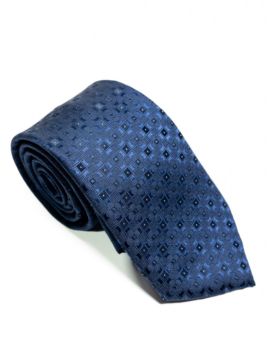 Corbata 8 cm - AZUL FLOR BEIGE 