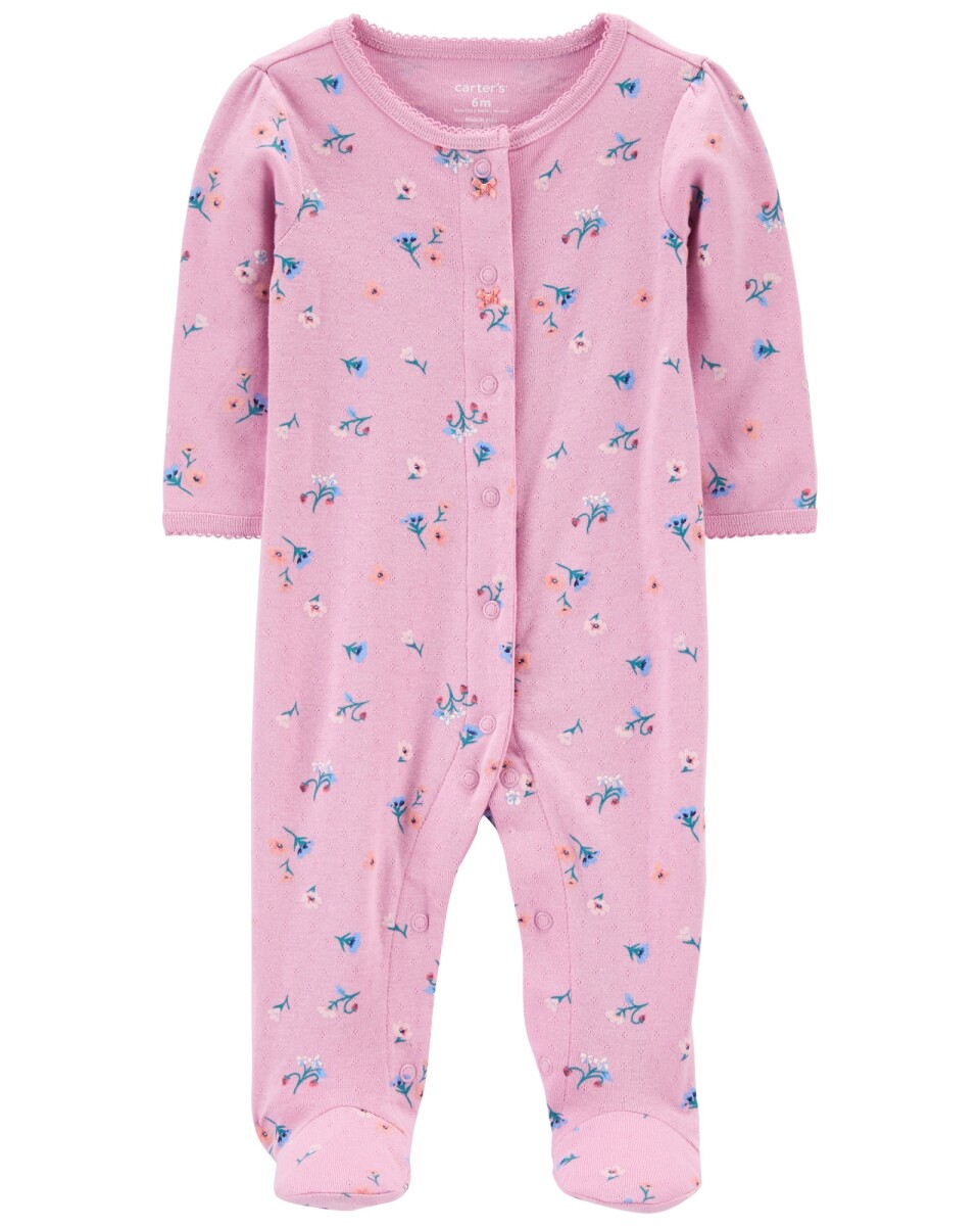 Pijama para Dormir y Jugar con Pie y Botones Floral 