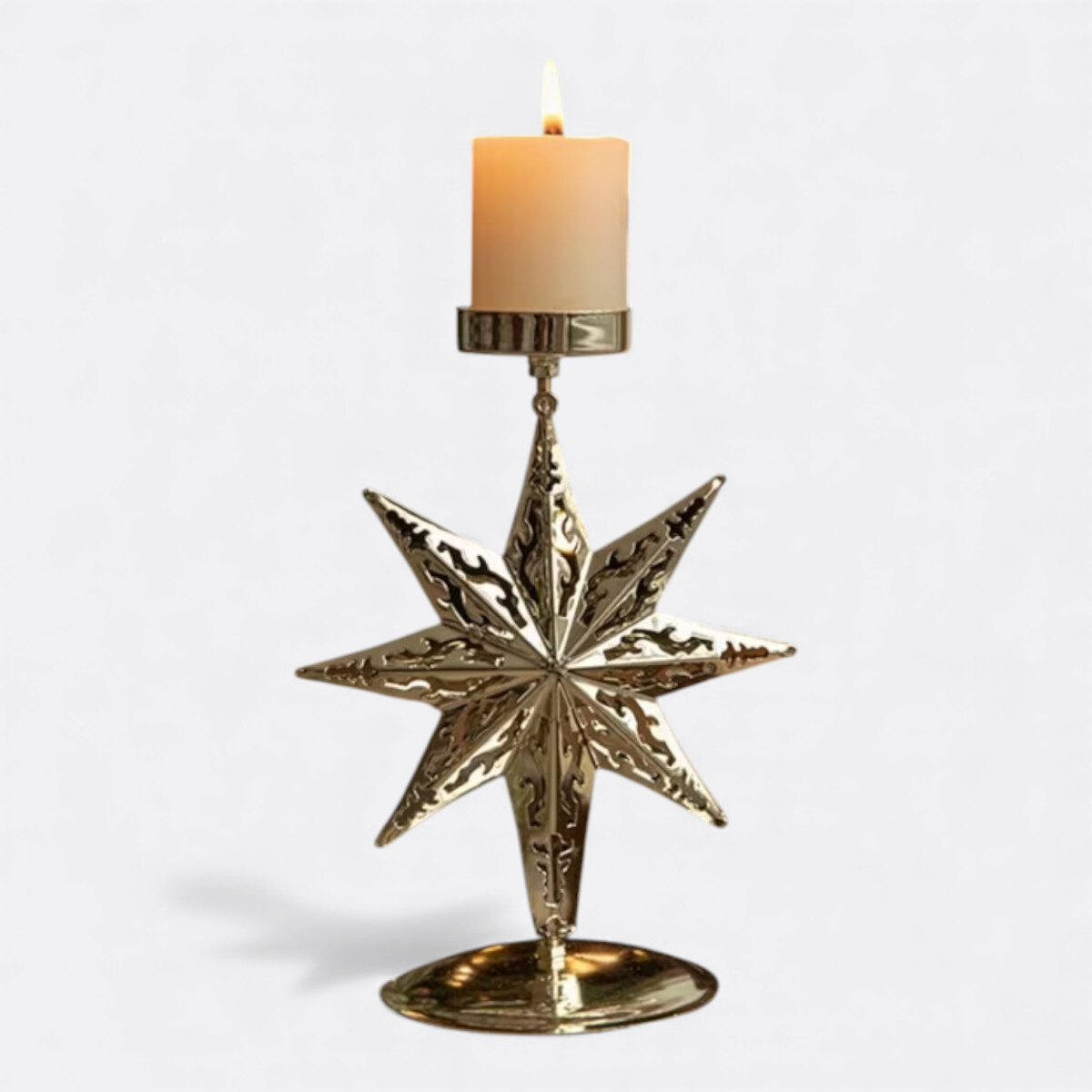 Porta Vela Candelabro Navideño - Estrella Grande 
