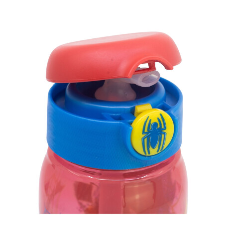 Botella Plástica Spiderman con Pajita y Botón de Apertura 510 ml U