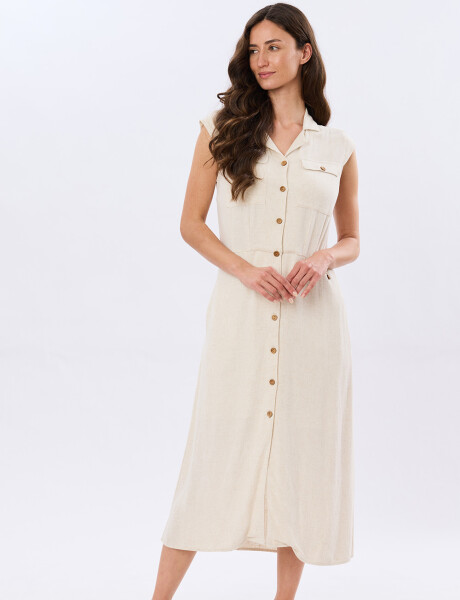 VESTIDO LISO DE LINO Arena