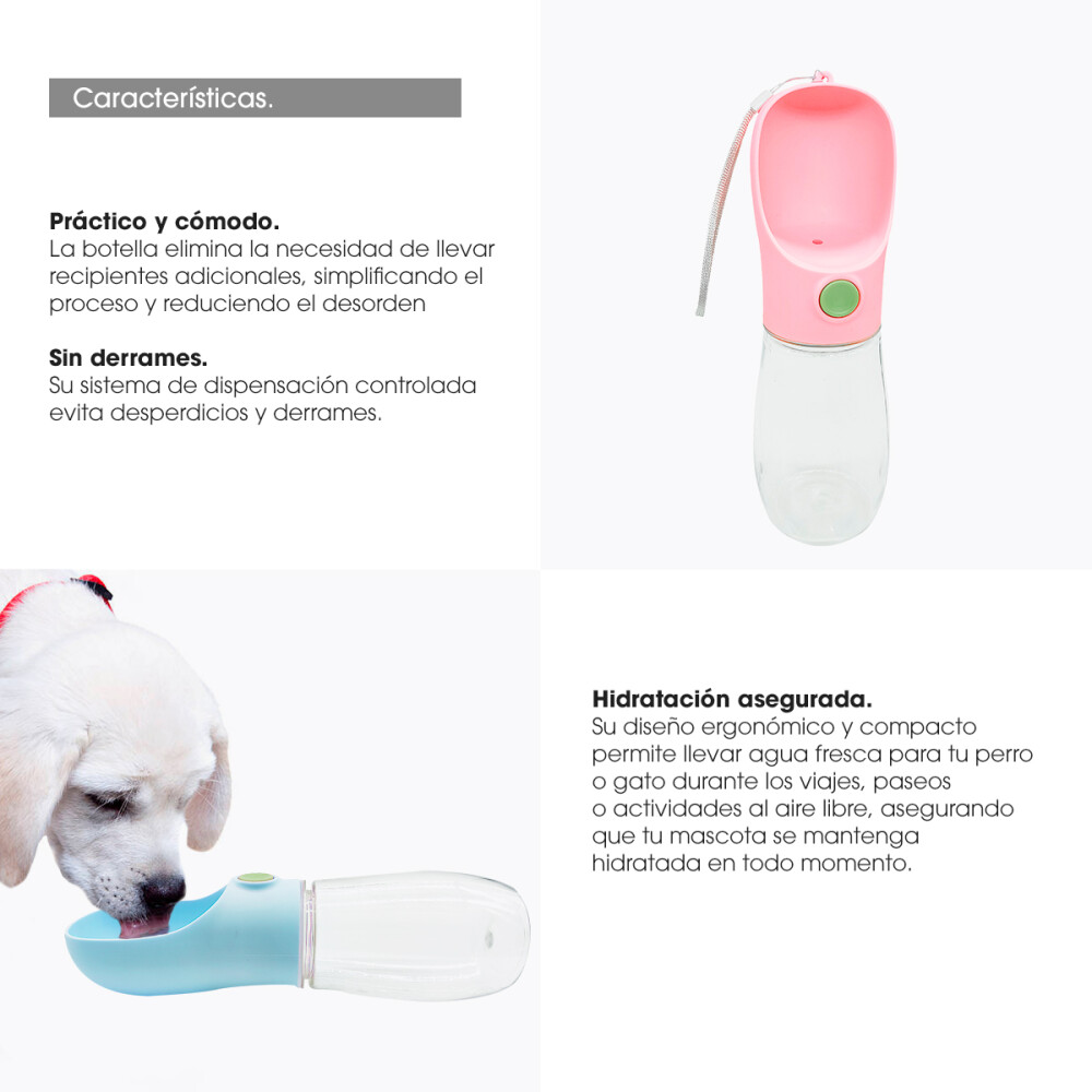 Botella Dispenser De Agua Portátil Mascotas Perro Gato Viaje Color surtido