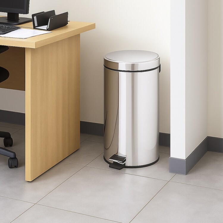PAPELERA TACHO ACERO INOXIDABLE TRAMONTINA 30LTS PLATEADO