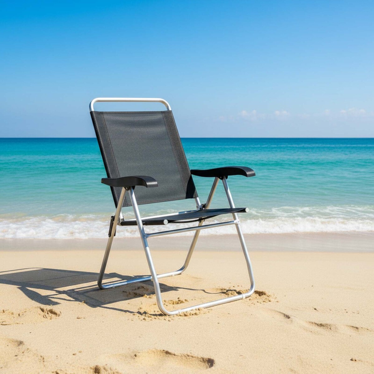 SILLA ALTA RECLINABLE PLAYA - ALUMINIO NEGRO MOR 