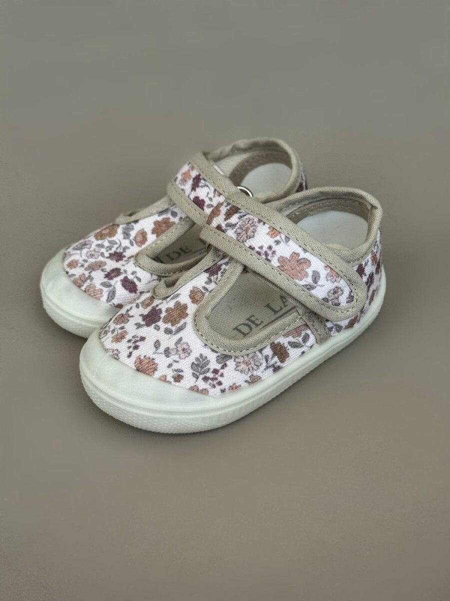 Guillermina De Lona Canvas Baby Lisas Del 16 Al 21 - Floral Beige 