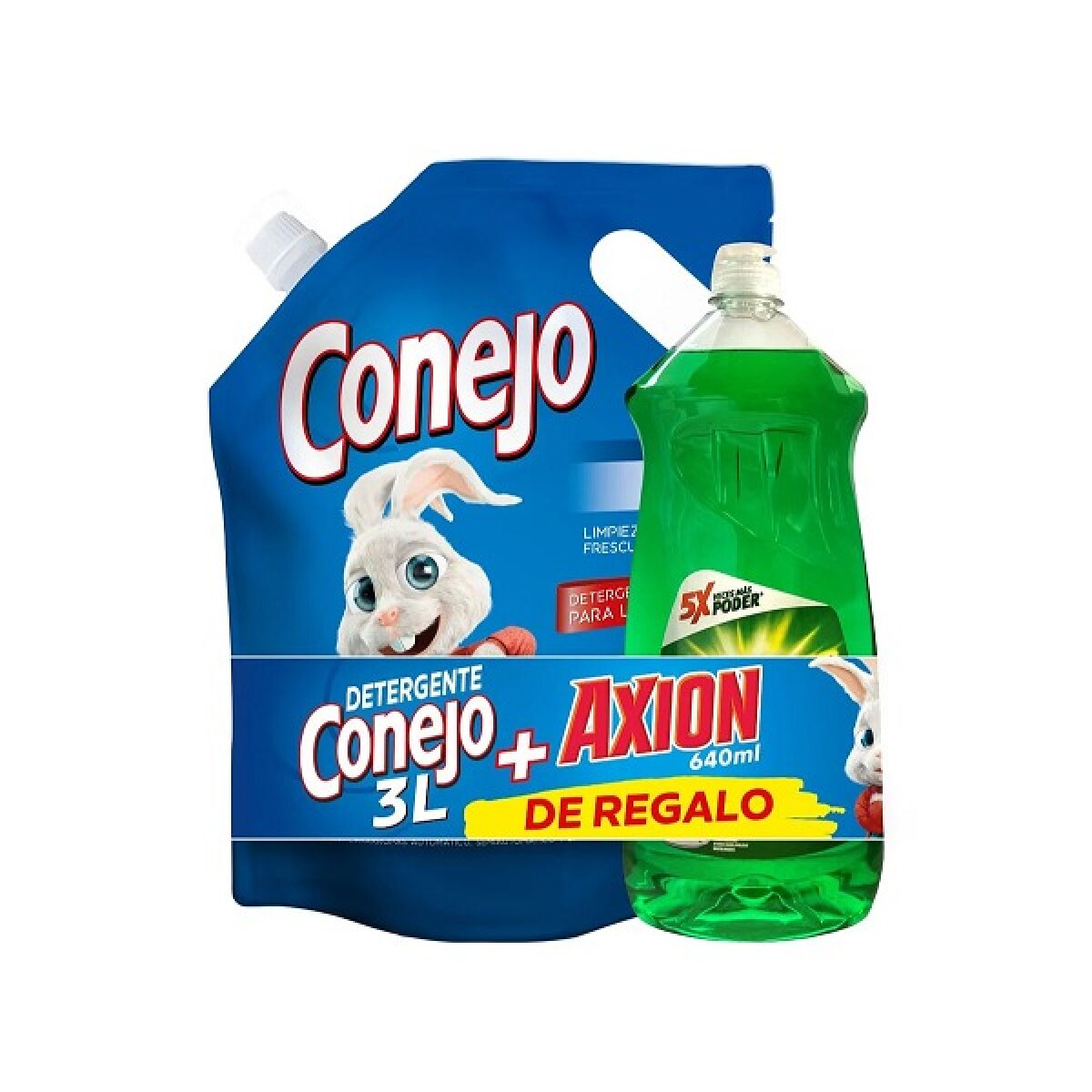 PACK CONEJO FRESH DOYPACK 3LTS + AXION VERDE 640ML 