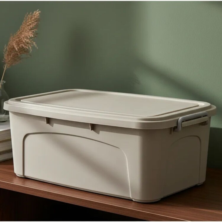 CAJA ORGANIZADORA APILABLE 30 LITROS BEIGE BEIGE