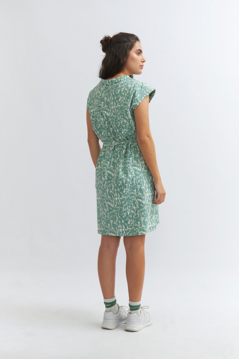 Vestido corto con lazo VERDE OLIVA