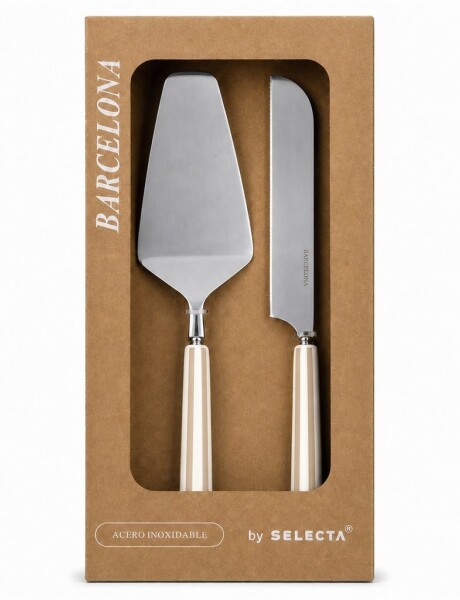 SET PALA Y CUCHILLO TORTA MANGO RAYAS BEIGE "BCN" SET PALA Y CUCHILLO TORTA MANGO RAYAS BEIGE "BCN"
