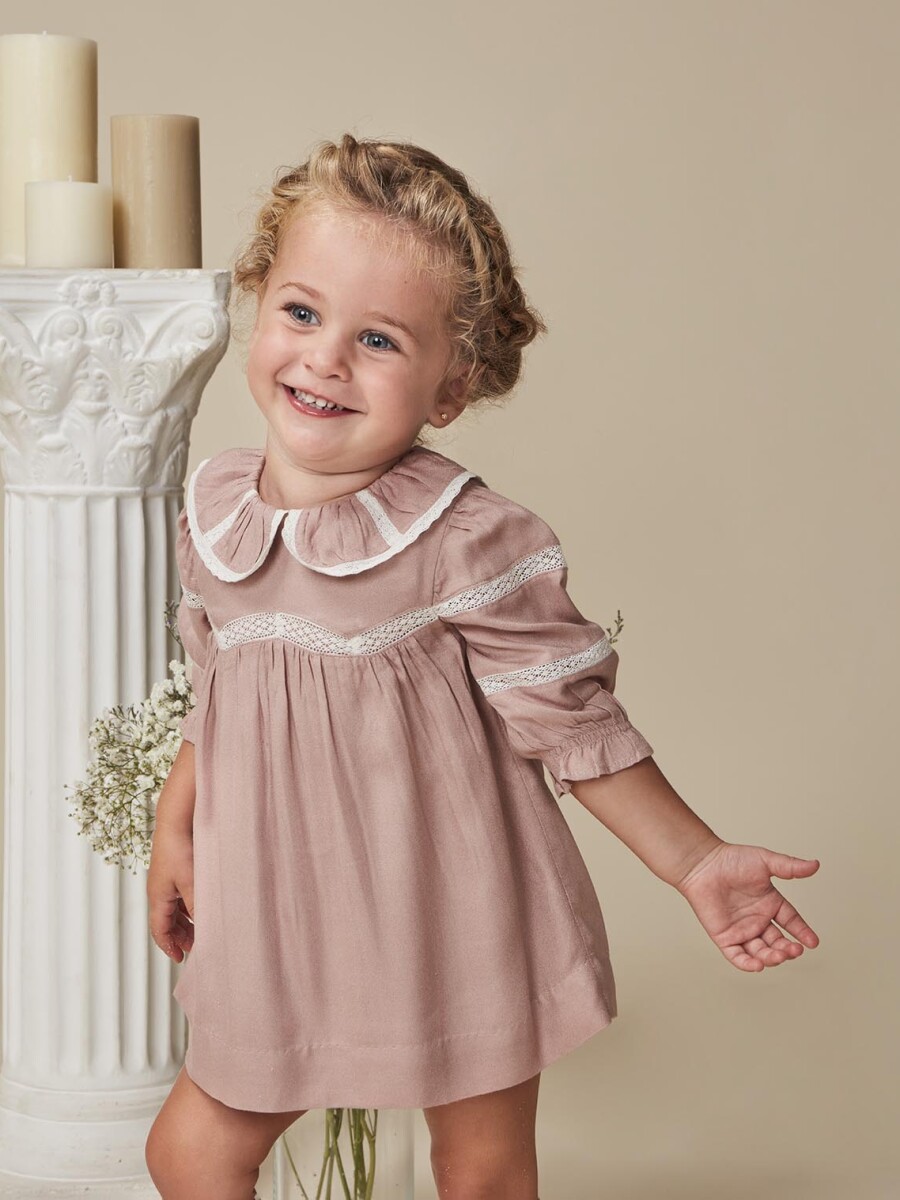 Vestido Con Tiras Bordada Lavanda