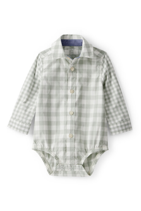 Body de algodón, tipo camisa, diseño a cuadros, verde Body de algodón, tipo camisa, diseño a cuadros, verde