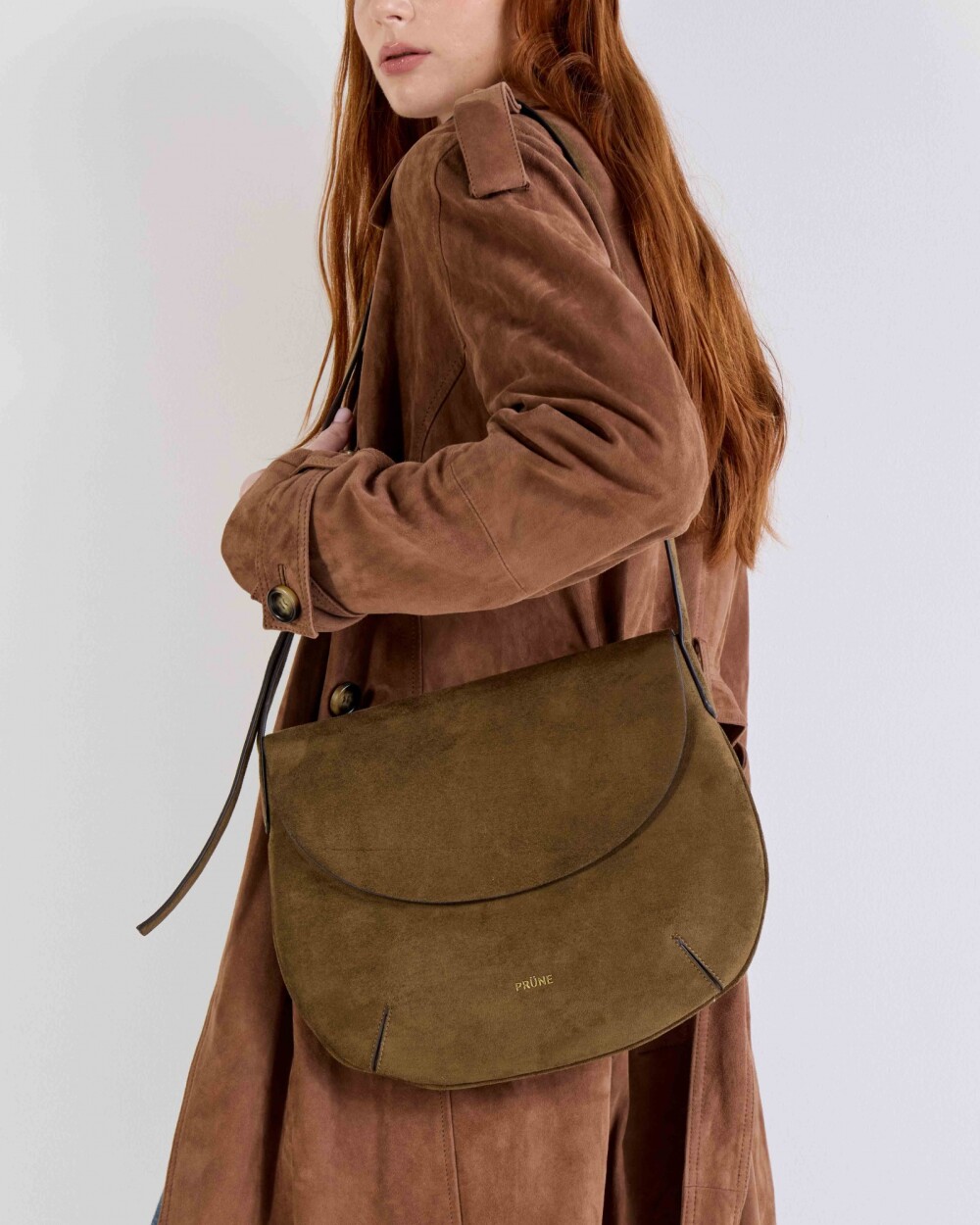 Cartera al hombro Mod en efecto gamuza Verde