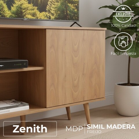 Mueble Rack de Tv Zenith de Piso con Puerta y Estantes 136 cm de Ancho - Freijo Mueble Rack de Tv Zenith de Piso con Puerta y Estantes 136 cm de Ancho - Freijo