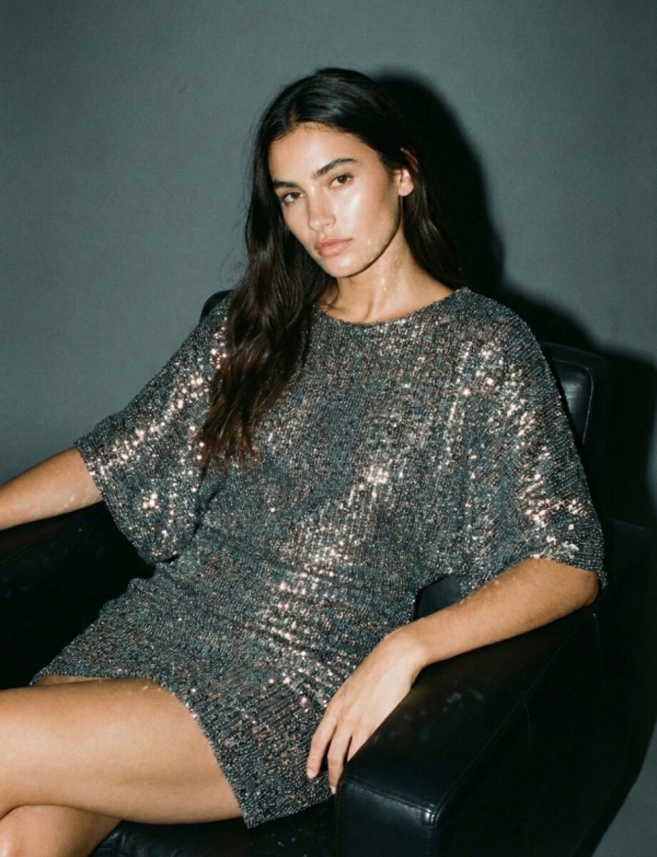 Vestido Lentejuelas - Plateado 