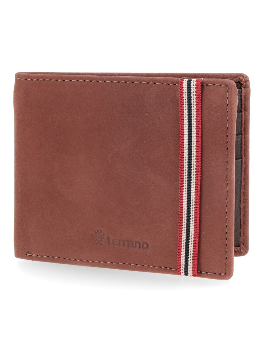 Billetera Cuero Nobuk con Elástico - Marrón 
