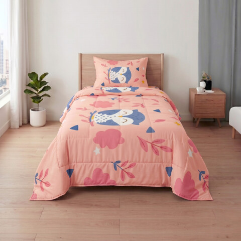 Acolchado 1 Plaza Doble Faz Microfibra Térmico 150 x 230cm - Búho Acolchado 1 Plaza Doble Faz Microfibra Térmico 150 x 230cm - Búho