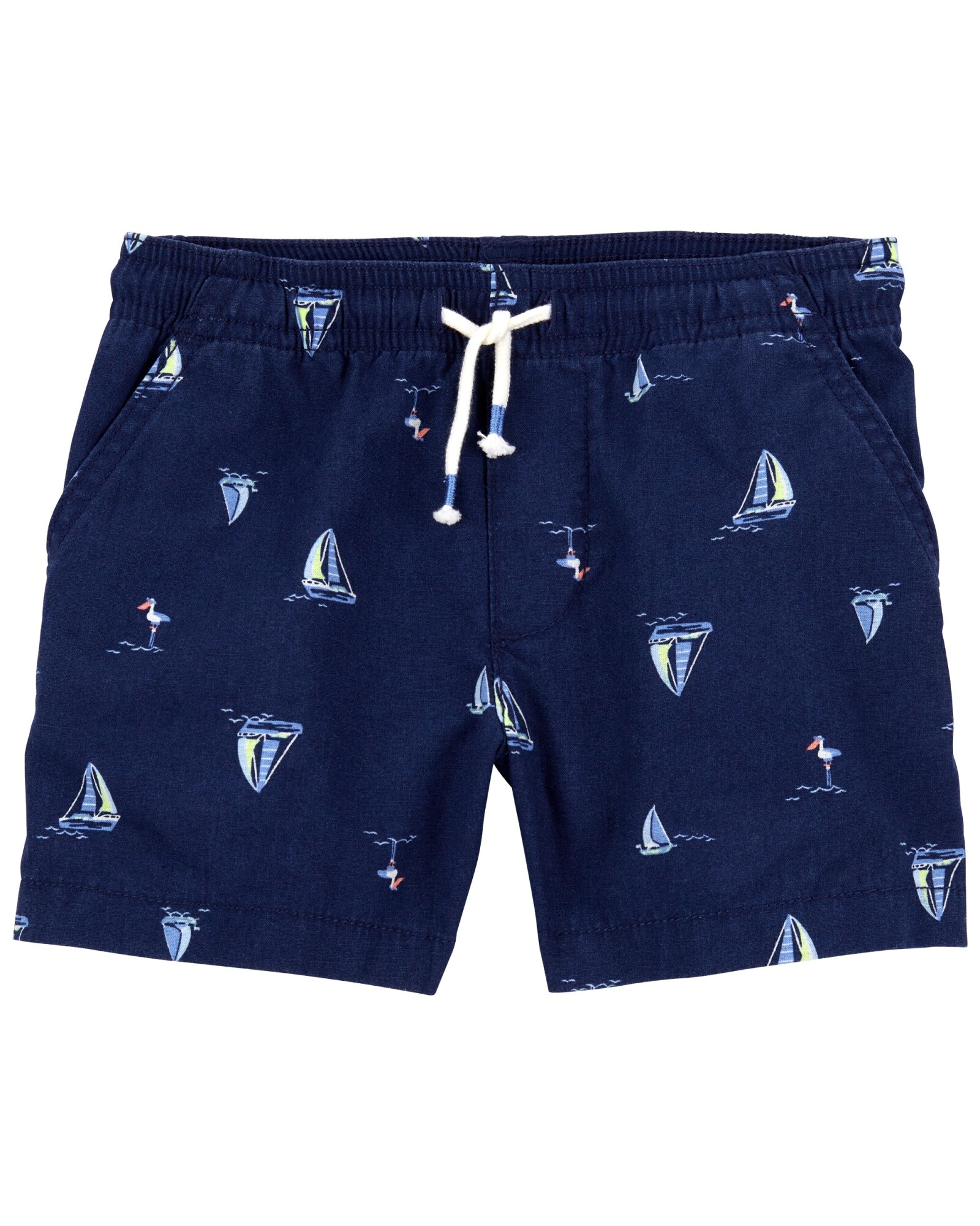 Short de lino, con cordón diseño veleros Sin color