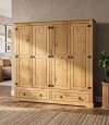 Ropero 4 puertas 2 Cajones Madera Linea mexicana Natural