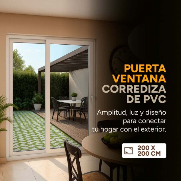 Ventana de PVC Blanco 200 X 200 Puerta Corrediza Cerradura Ventana de PVC Blanco 200 X 200 Puerta Corrediza Cerradura