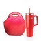 Set de lunchera de neopreno y vaso térmico Cup 360 1200ml brio set diamantes/rojo