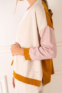 Cardigan Color Block Rosa