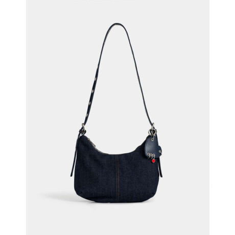 Bandolera Suede Con Charm Azul Gastado