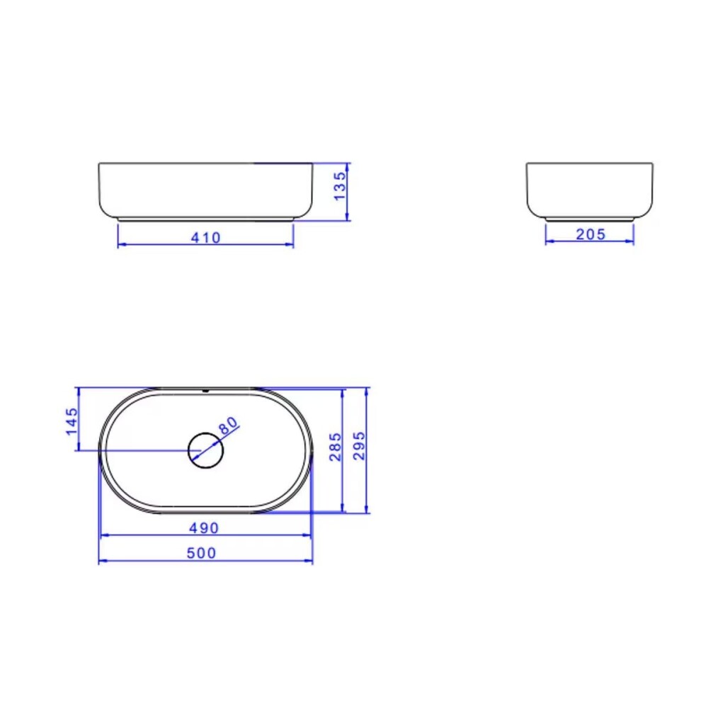 Bacha de apoyo Oval 50x30 cm negro mate Deca Bacha De Apoyo Oval 50x30 Cm Negro Mate Deca
