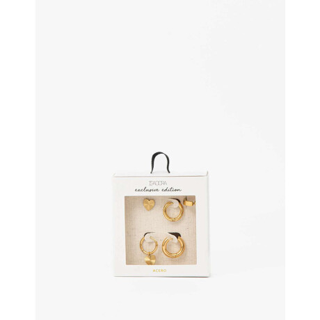 Set De Aros Acero Dorado