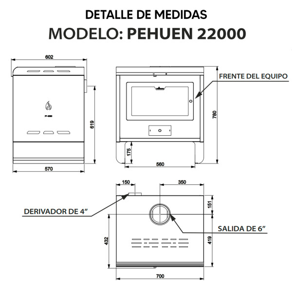 Calefactor Tromen Pehuen P22 Con Horno Integrado CALEFACTOR TROMEN P22 CON HORNO 32314
