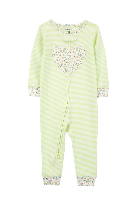 Pijama una pieza de algodón estampa corazón Sin color