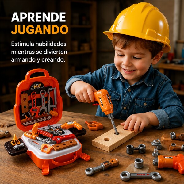Mochila Caja de Herramientas Infantil 22 Piezas Naranja 1