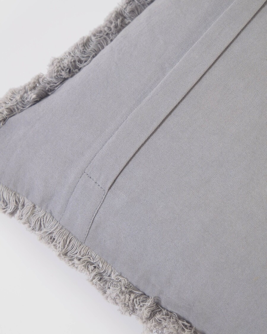 Almohadón Cedella 100 % algodón terciopelo y flecos gris 45 x 45 cm