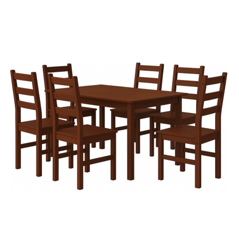 Juego De Comedor 6 Sillas Cera Oscuro LUSTRE CERA 100% PINO Juego De Comedor 6 Sillas Cera Oscuro Lustre Cera 100% Pino