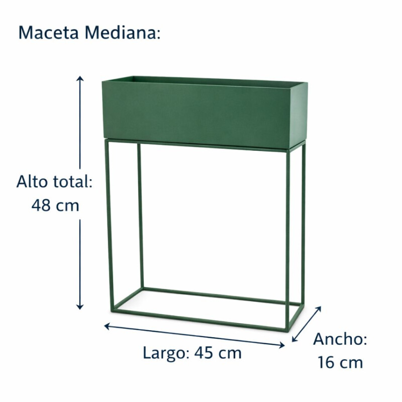 Maceta Rectangular Elevada con Pie Desmontable en Hierro Simil Hojalata Mediana