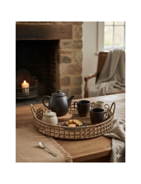 BANDEJA C/ASAS D40x7CM FIBRA NATURAL BANDEJA C/ASAS D40x7CM FIBRA NATURAL