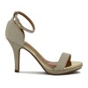 Sandalia Formal Mujer Vizzano Taco Alto Brillosa Dorado