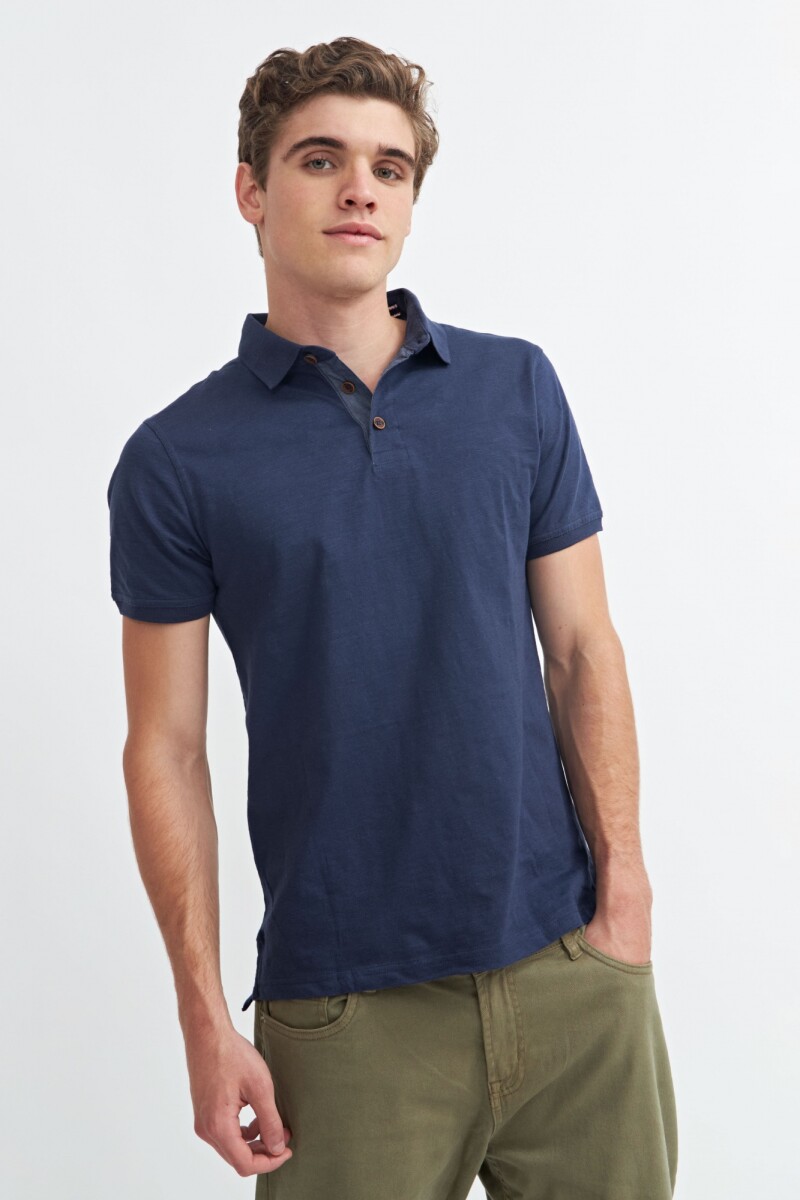 Remera cuello polo - AZUL MARINO 