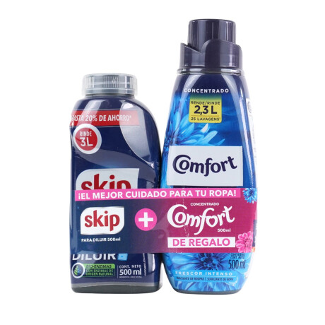DETERGENTE LIQUIDO P/ROPA P/DILUIR SKIP 500 ML + COMFORT ORIG 500 ML DETERGENTE LIQUIDO P/ROPA P/DILUIR SKIP 500 ML + COMFORT ORIG 500 ML