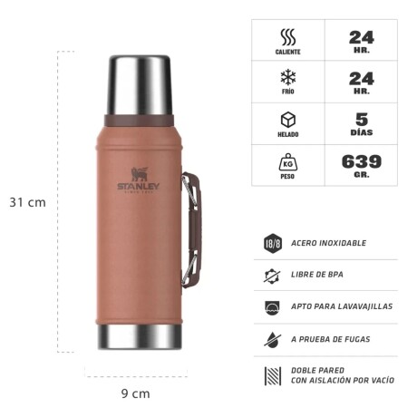 Termo Stanley The Legendary Classic Nuevo Modelo 1 Litro Clay