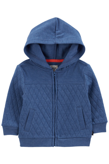 Campera de algodón, capitoneada, con capucha, azul Sin color