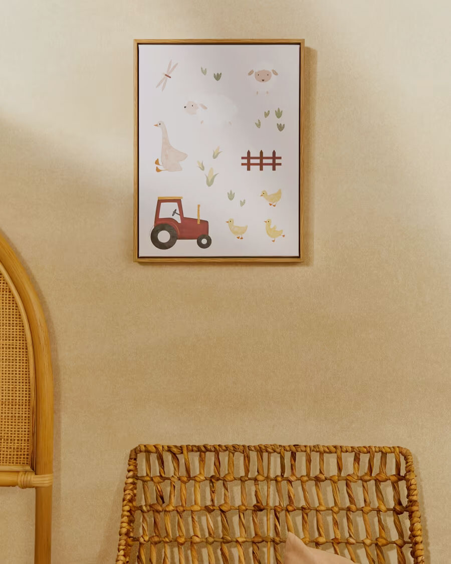 Cuadro Pecky de animales y tractor multicolor 40 x 30 cm Cuadro Pecky de animales y tractor multicolor 40 x 30 cm