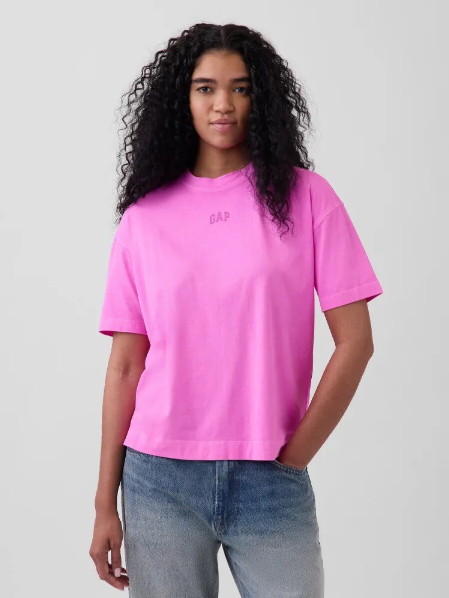 Remera Oversized Logo Gap Mujer - Neon Pink Glow 