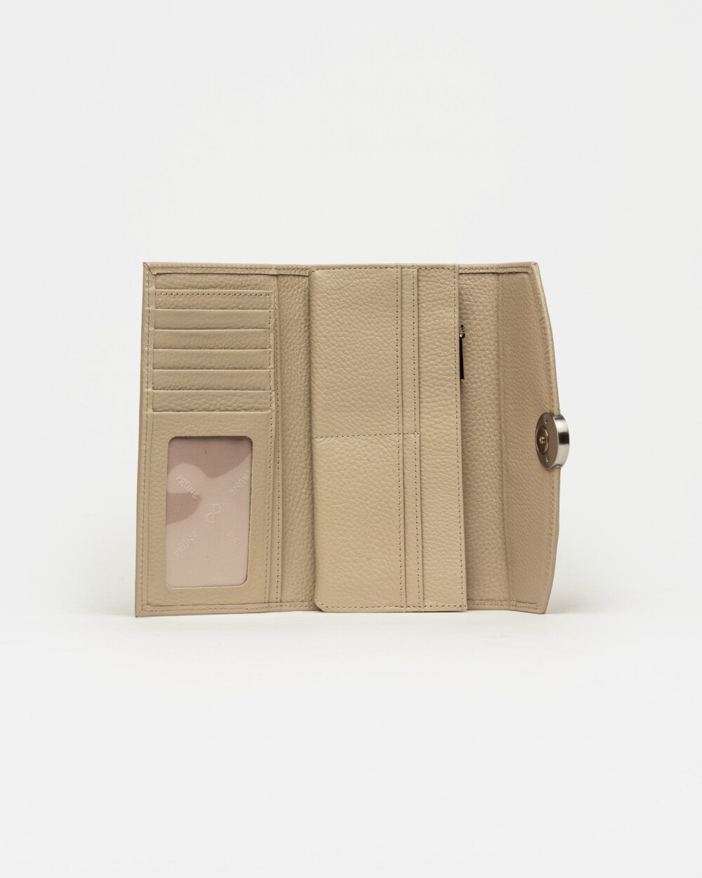 Billetera The Circle en cuero graneado Taupe