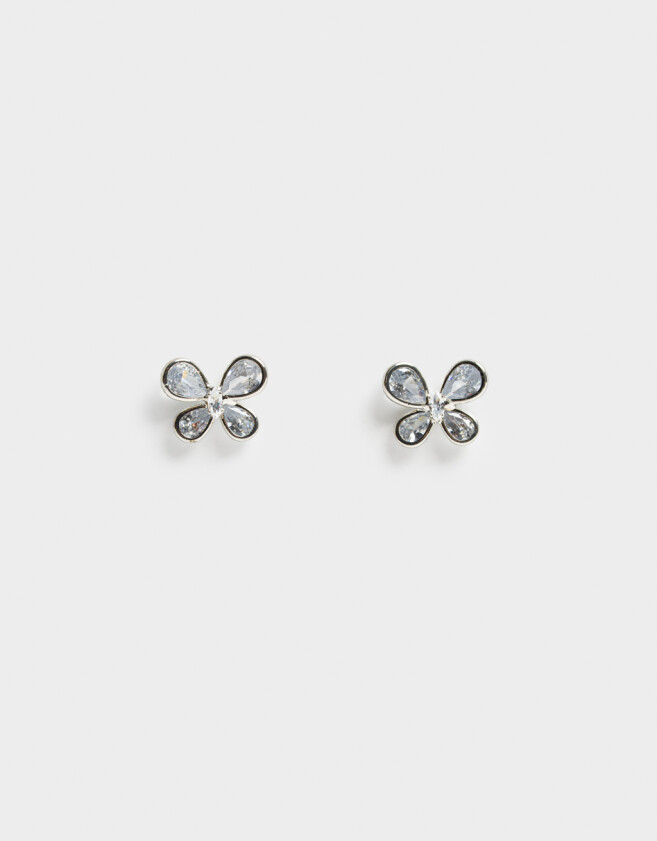 Aros Pasantes Mariposas Aro Pasante Con Strass Crystal - Plateado