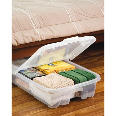 Caja organizadora plana bajo cama con tapa Rimax 28 Litros Blanco