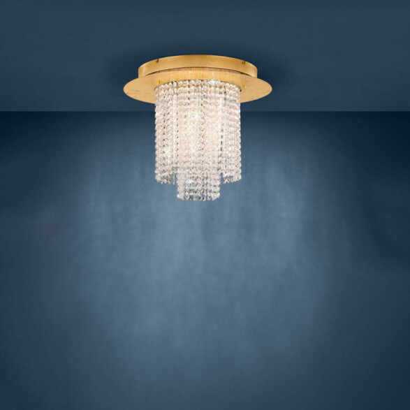 Lámpara de techo acero dorado y cristal VILALONES EG0131